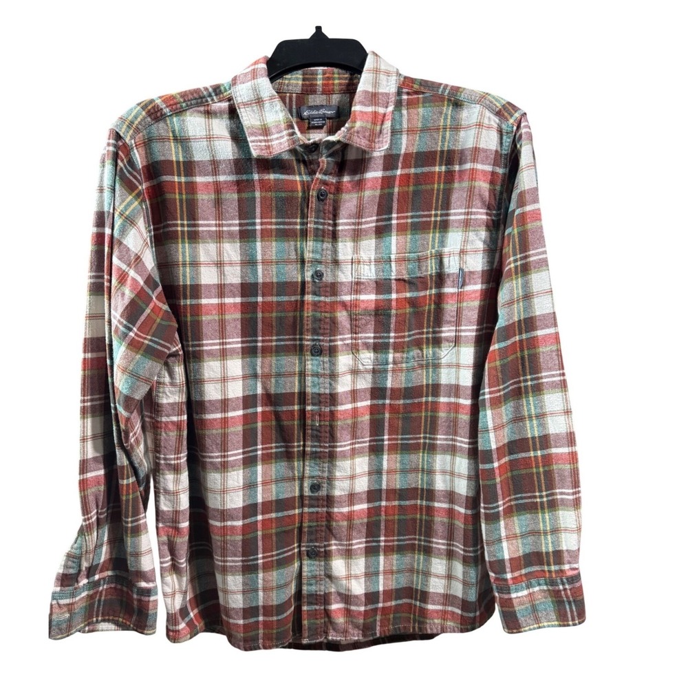 Eddie Bauer Shirt Mens XL Multicolor Plaid Flannel‎ Long Sleeve Button Down